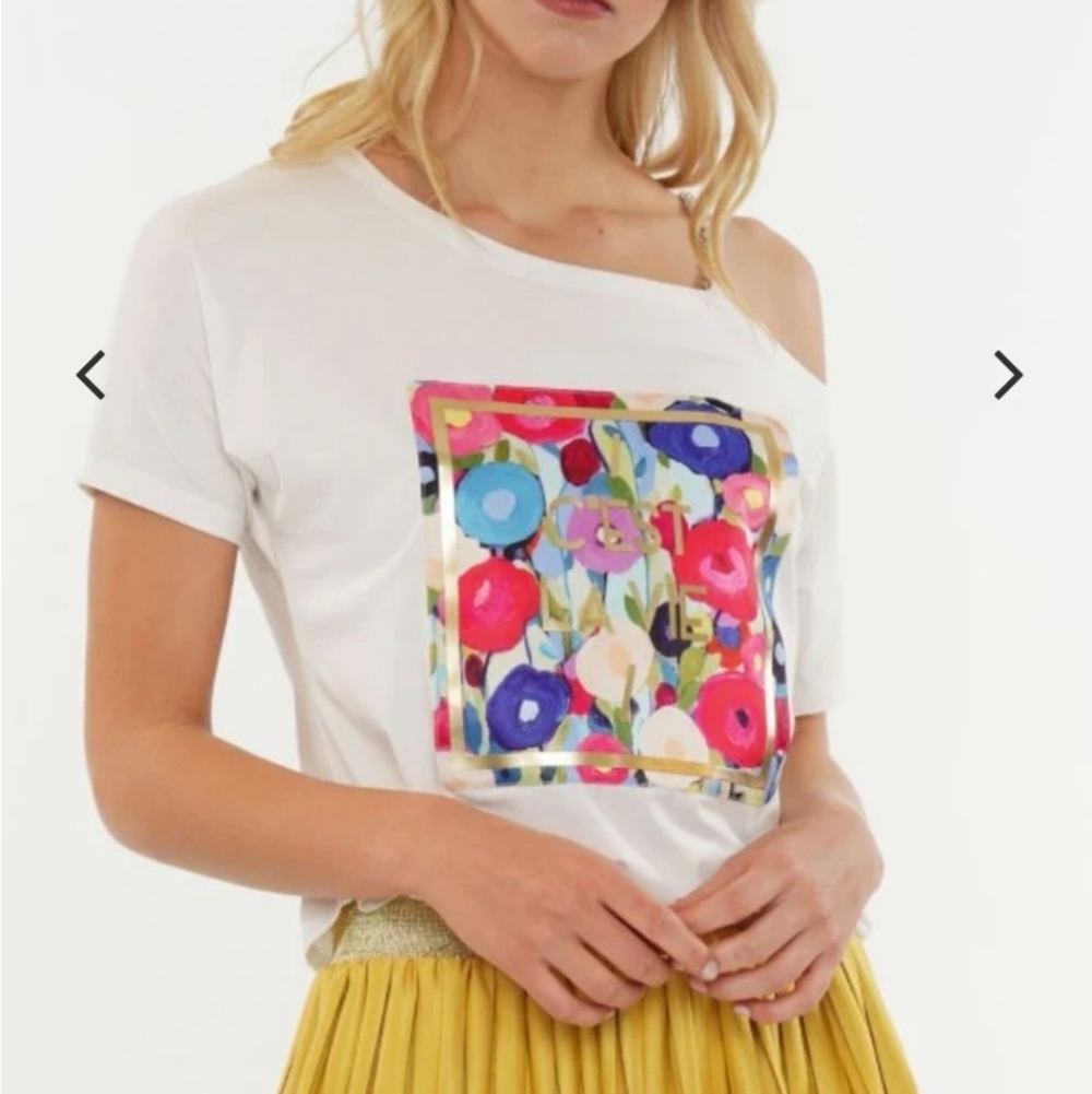 C'est La Vie Open Shoulder Top White